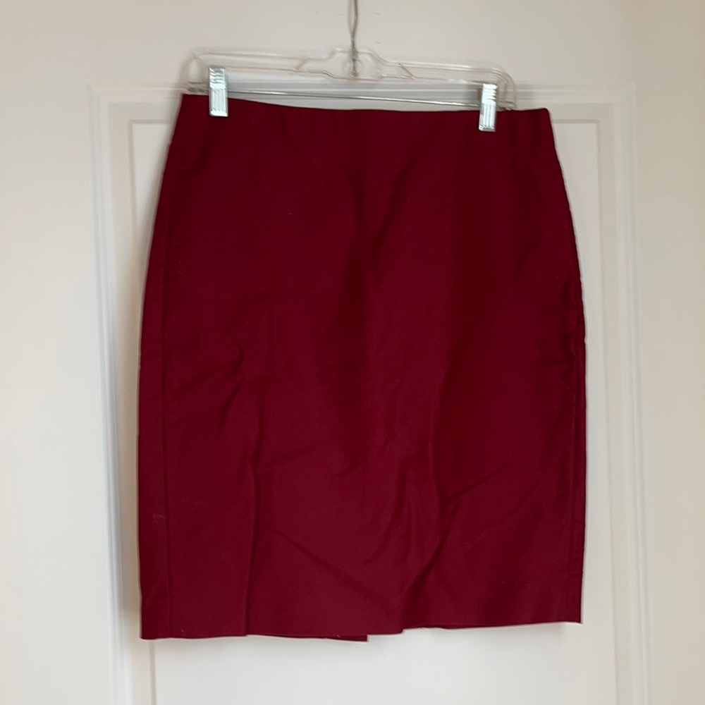 Red JCrew No. 2 Pencil Skirt